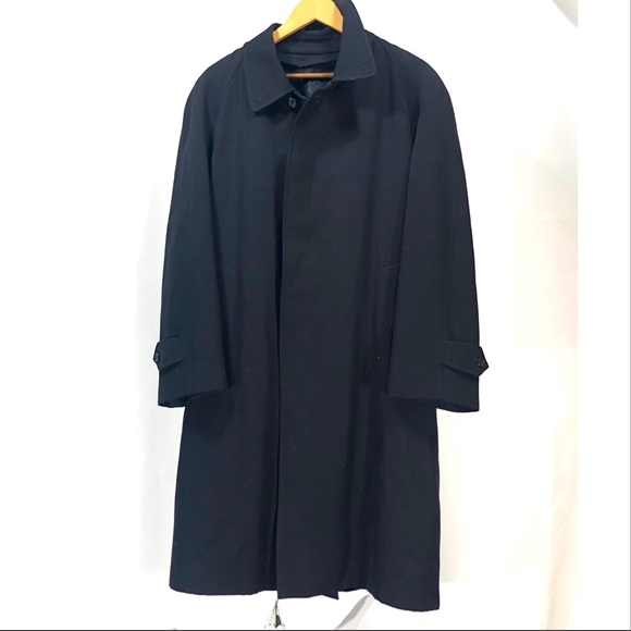 Burberry long coat with red wool lining L